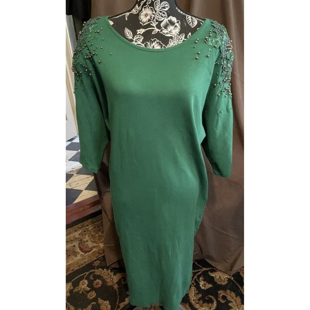 Vintage Ann Tjian Kenar Size Medium Women’s Sequined Beaded Dress 40” Bust